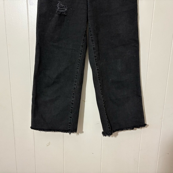 Levis Mile High Cropped Wide Leg Jeans Womens Button Fly Black Distressed Sz 26 - Picture 4 of 10
